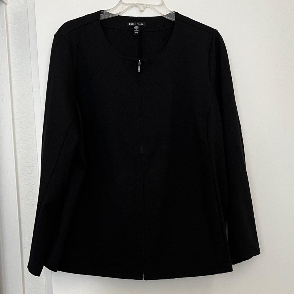 Eileen Fisher black collarless jacket